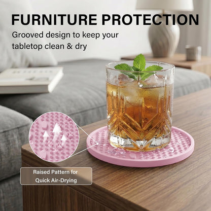 Silicone Drink Coasters Set of 2, Coaster for Desk Office