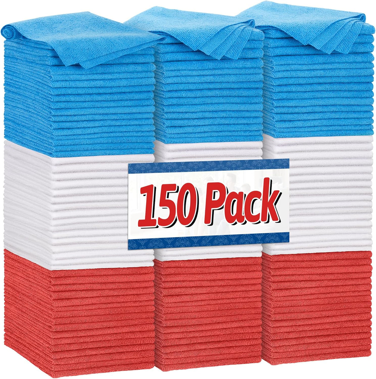 Shop Towels, Microfiber Cleaning Cloth Bulk, 200 Pack Microfiber Towels for Cars, All-Purpose Absorbent Cleaning Rags, Dust Cloth for Automotive, Mechanic, Garage, Bar, 11.5 x 11.5 inch