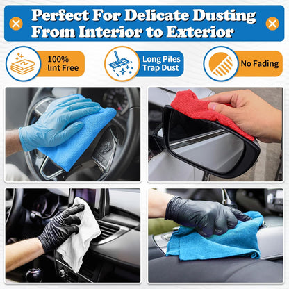 Shop Towels, Microfiber Cleaning Cloth Bulk, 200 Pack Microfiber Towels for Cars, All-Purpose Absorbent Cleaning Rags, Dust Cloth for Automotive, Mechanic, Garage, Bar, 11.5 x 11.5 inch