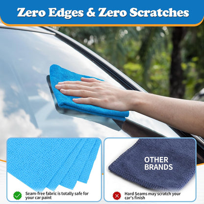 Shop Towels, Microfiber Cleaning Cloth Bulk, 200 Pack Microfiber Towels for Cars, All-Purpose Absorbent Cleaning Rags, Dust Cloth for Automotive, Mechanic, Garage, Bar, 11.5 x 11.5 inch