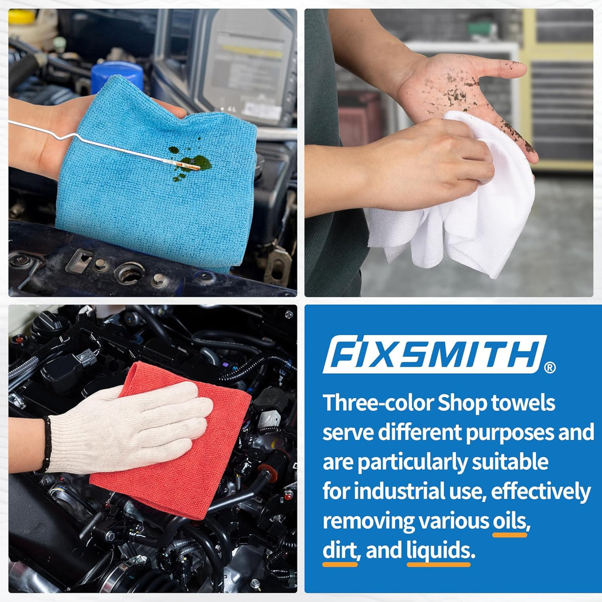 Shop Towels, Microfiber Cleaning Cloth Bulk, 200 Pack Microfiber Towels for Cars, All-Purpose Absorbent Cleaning Rags, Dust Cloth for Automotive, Mechanic, Garage, Bar, 11.5 x 11.5 inch