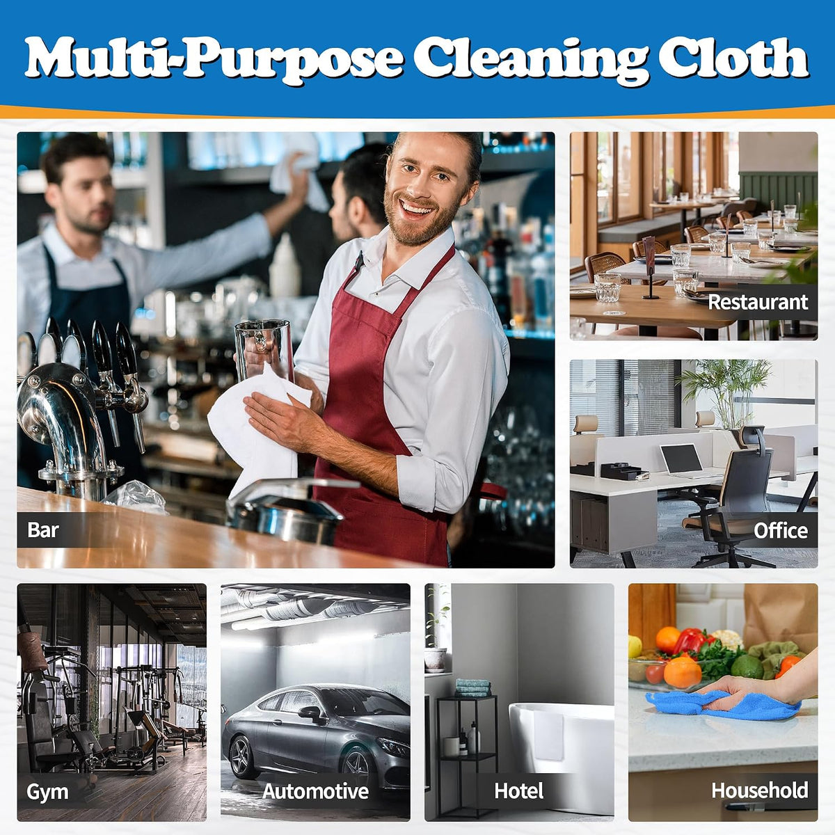 Shop Towels, Microfiber Cleaning Cloth Bulk, 200 Pack Microfiber Towels for Cars, All-Purpose Absorbent Cleaning Rags, Dust Cloth for Automotive, Mechanic, Garage, Bar, 11.5 x 11.5 inch