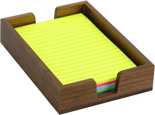 Walnut Wood Sticky Notes Holder - 4x6 Inch Memo Pads Dispenser