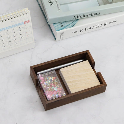 Walnut Wood Sticky Notes Holder - 4x6 Inch Memo Pads Dispenser