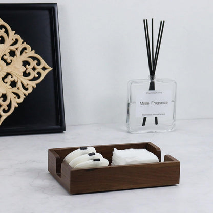 Walnut Wood Sticky Notes Holder - 4x6 Inch Memo Pads Dispenser
