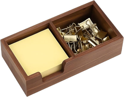 Walnut Wood Sticky Notes Holder - 4x6 Inch Memo Pads Dispenser