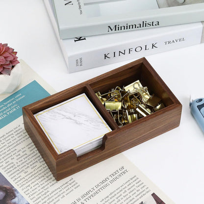Walnut Wood Sticky Notes Holder - 4x6 Inch Memo Pads Dispenser