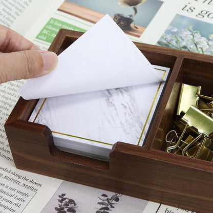 Walnut Wood Sticky Notes Holder - 4x6 Inch Memo Pads Dispenser