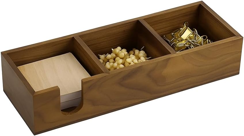 Walnut Wood Sticky Notes Holder - 4x6 Inch Memo Pads Dispenser