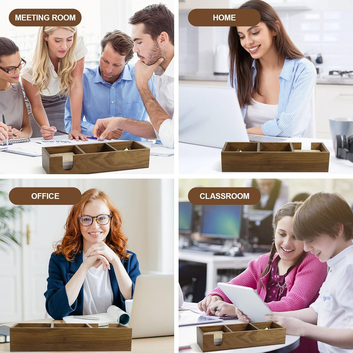 Walnut Wood Sticky Notes Holder - 4x6 Inch Memo Pads Dispenser