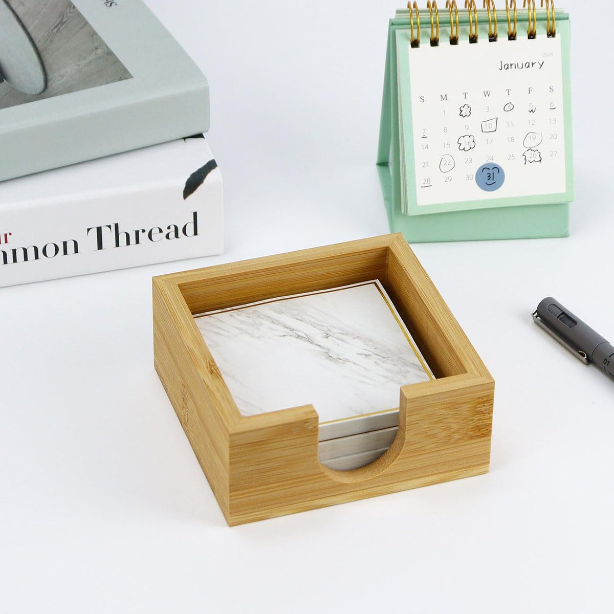 Walnut Wood Sticky Notes Holder - 4x6 Inch Memo Pads Dispenser