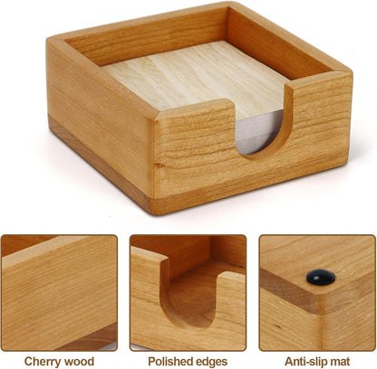 Walnut Wood Sticky Notes Holder - 4x6 Inch Memo Pads Dispenser