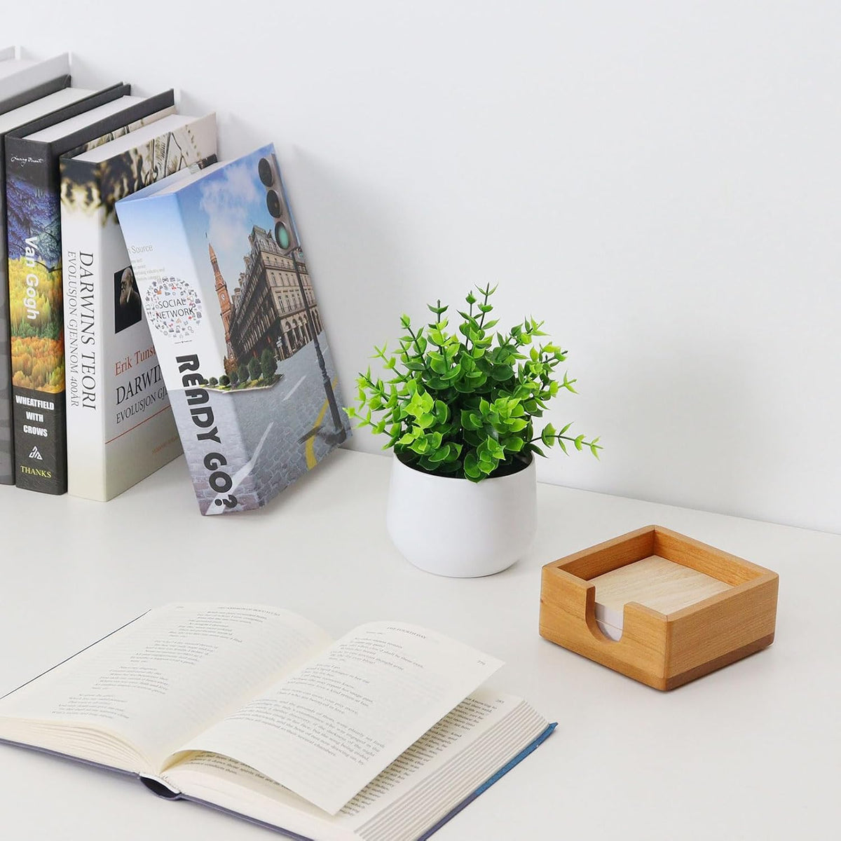 Walnut Wood Sticky Notes Holder - 4x6 Inch Memo Pads Dispenser
