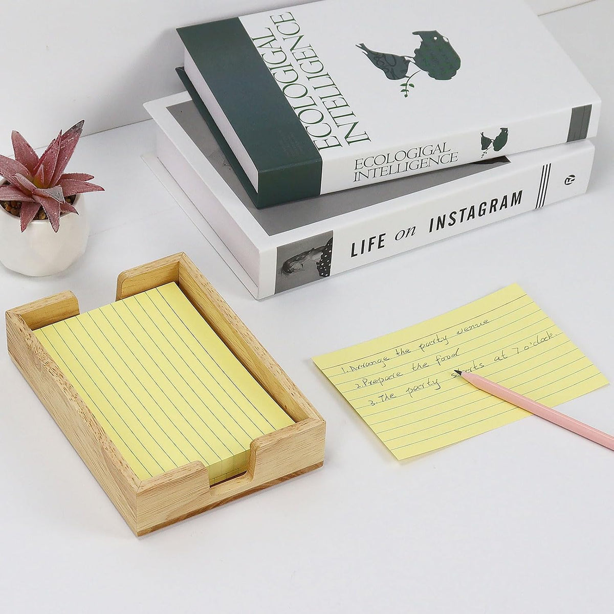 Walnut Wood Sticky Notes Holder - 4x6 Inch Memo Pads Dispenser