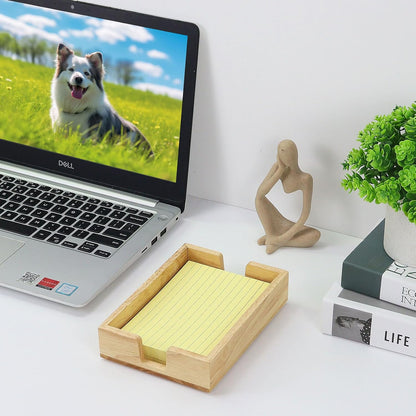 Walnut Wood Sticky Notes Holder - 4x6 Inch Memo Pads Dispenser