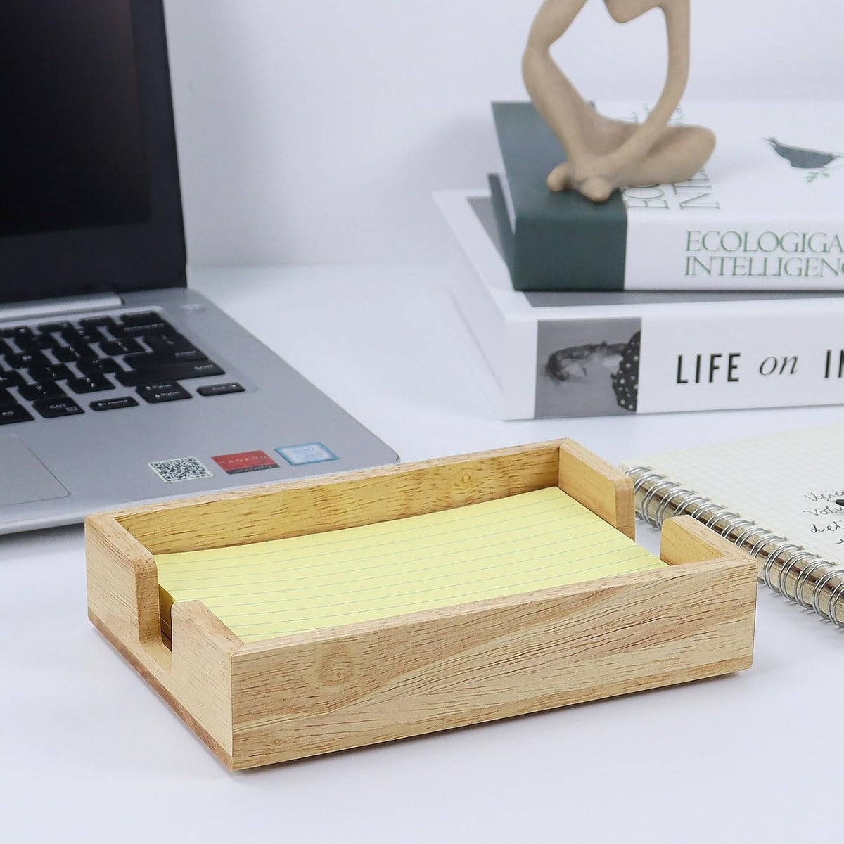 Walnut Wood Sticky Notes Holder - 4x6 Inch Memo Pads Dispenser