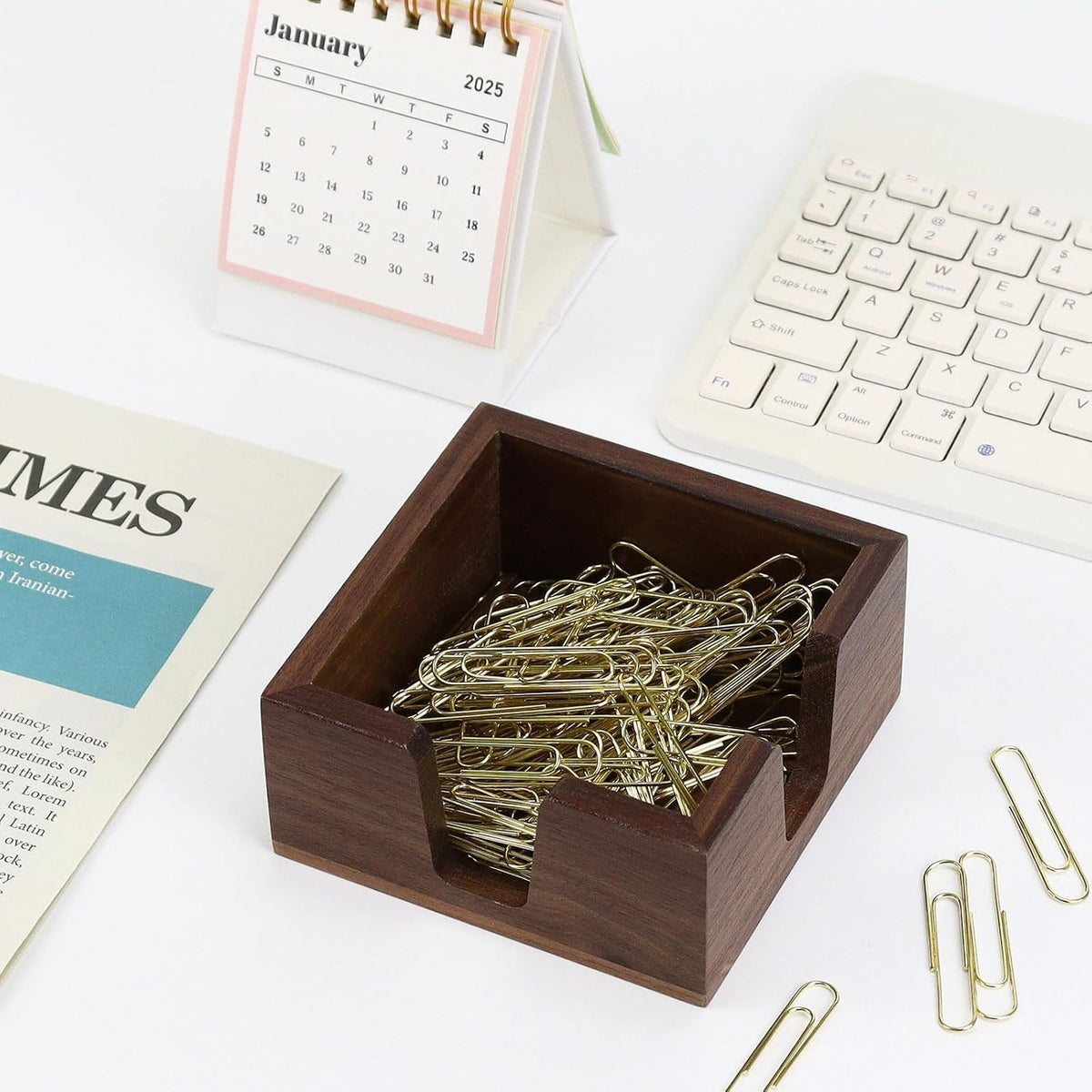 Walnut Wood Sticky Notes Holder - 4x6 Inch Memo Pads Dispenser