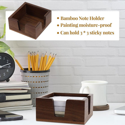 Walnut Wood Sticky Notes Holder - 4x6 Inch Memo Pads Dispenser