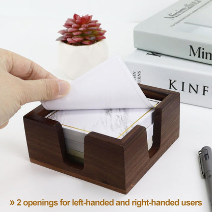 Walnut Wood Sticky Notes Holder - 4x6 Inch Memo Pads Dispenser
