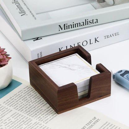 Walnut Wood Sticky Notes Holder - 4x6 Inch Memo Pads Dispenser