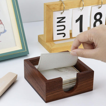 Walnut Wood Sticky Notes Holder - 4x6 Inch Memo Pads Dispenser