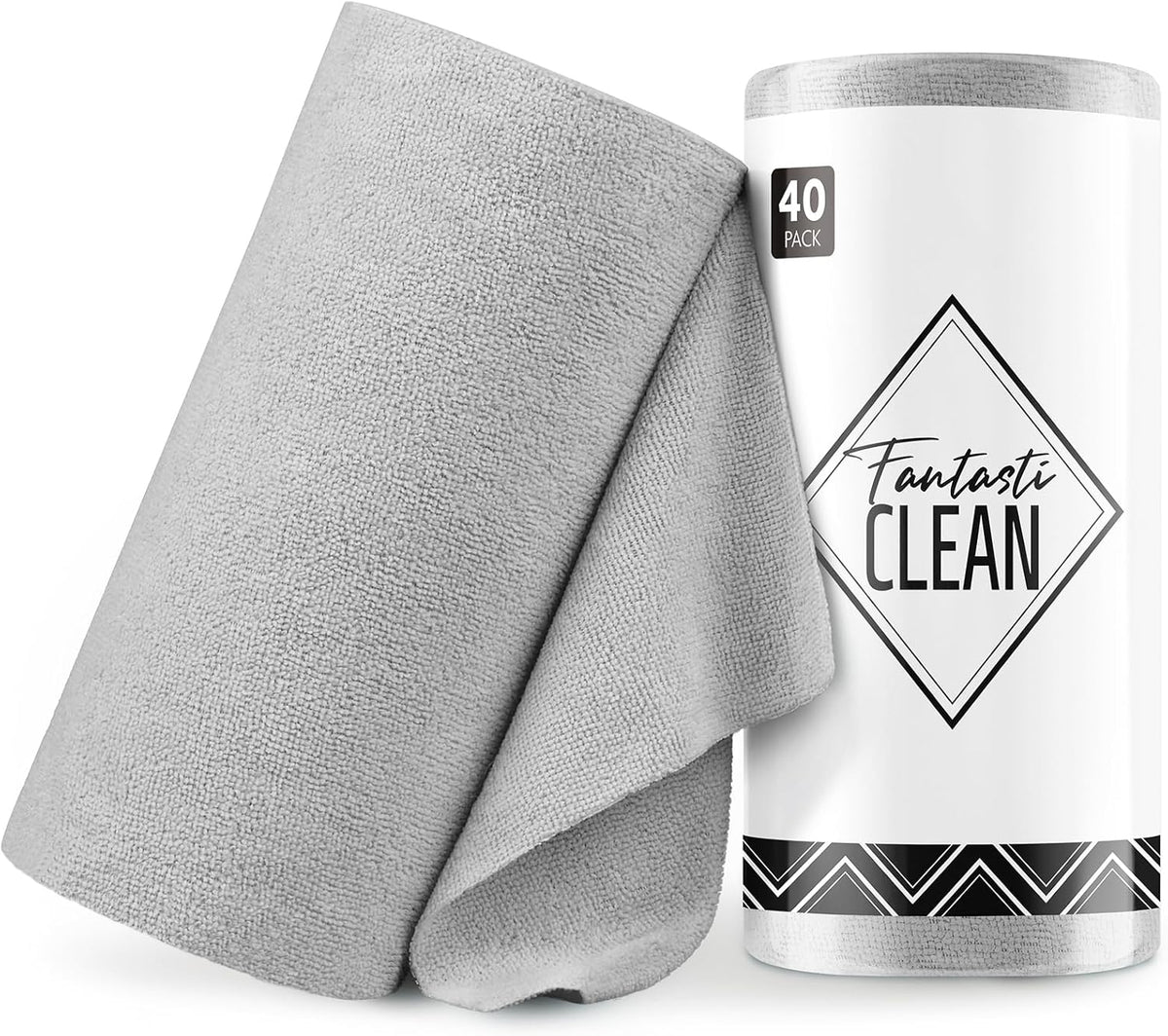 Microfiber Cleaning Cloth Roll- 40 Sheets, 12" x 12" (Grey)