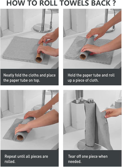 Microfiber Cleaning Cloth Roll- 40 Sheets, 12" x 12" (Grey)
