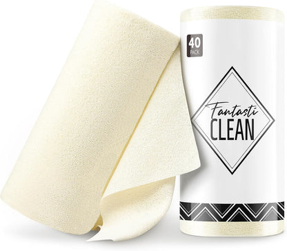 Microfiber Cleaning Cloth Roll- 40 Sheets, 12" x 12" (Grey)