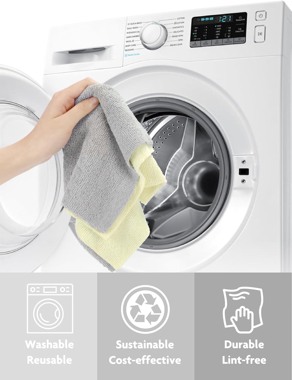 Microfiber Cleaning Cloth Roll- 40 Sheets, 12" x 12" (Grey)