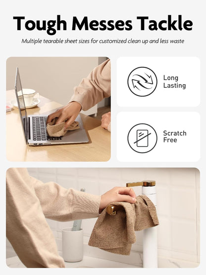 Microfiber Cleaning Cloth Roll- 40 Sheets, 12" x 12" (Grey)