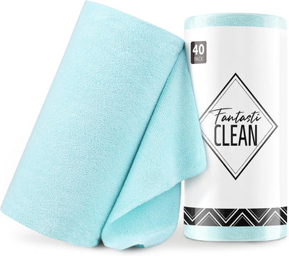 Microfiber Cleaning Cloth Roll- 40 Sheets, 12" x 12" (Grey)