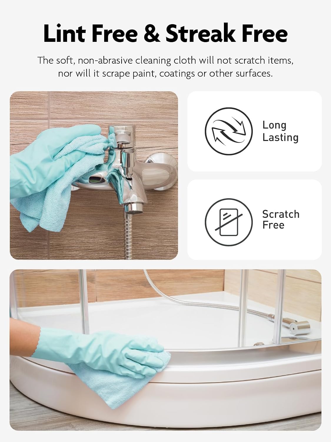 Microfiber Cleaning Cloth Roll- 40 Sheets, 12" x 12" (Grey)