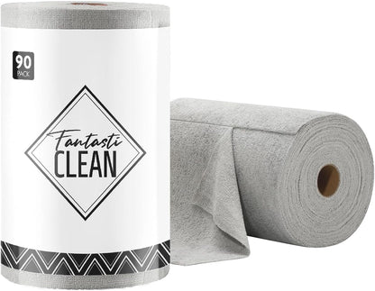 Microfiber Cleaning Cloth Roll- 40 Sheets, 12" x 12" (Grey)