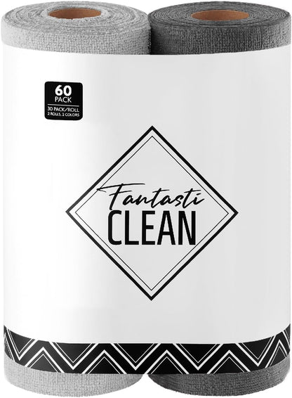 Microfiber Cleaning Cloth Roll- 40 Sheets, 12" x 12" (Grey)