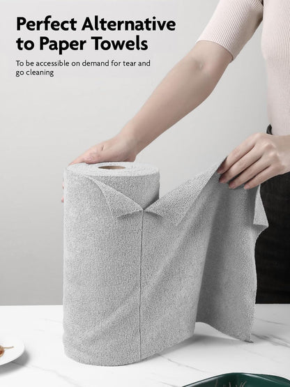 Microfiber Cleaning Cloth Roll- 40 Sheets, 12" x 12" (Grey)