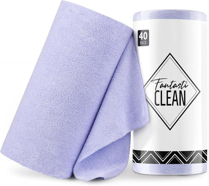 Microfiber Cleaning Cloth Roll- 40 Sheets, 12" x 12" (Grey)