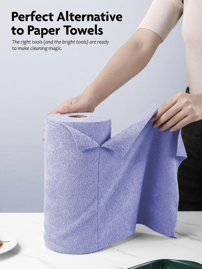 Microfiber Cleaning Cloth Roll- 40 Sheets, 12" x 12" (Grey)