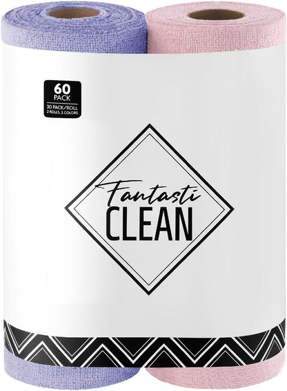 Microfiber Cleaning Cloth Roll- 40 Sheets, 12" x 12" (Grey)