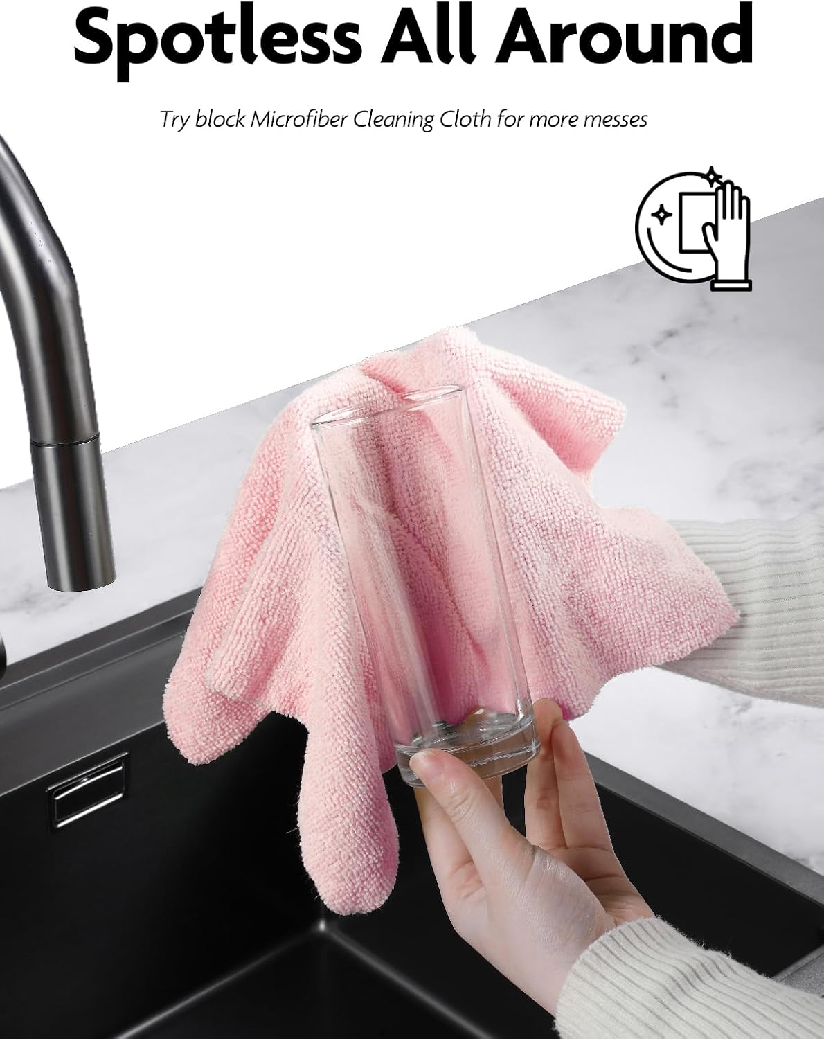 Microfiber Cleaning Cloth Roll- 40 Sheets, 12" x 12" (Grey)