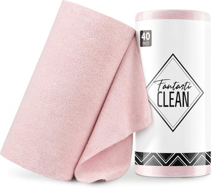 Microfiber Cleaning Cloth Roll- 40 Sheets, 12" x 12" (Grey)