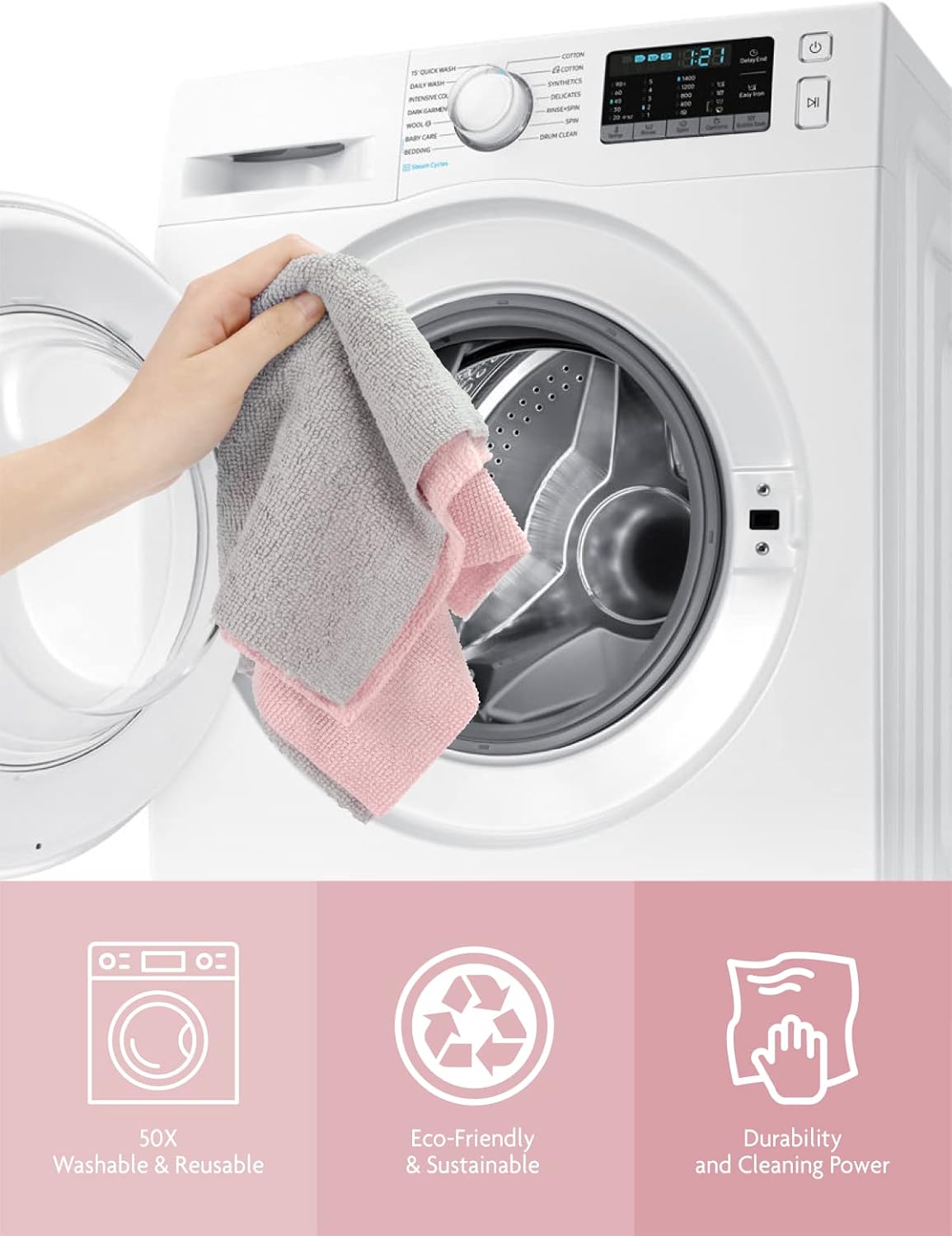 Microfiber Cleaning Cloth Roll- 40 Sheets, 12" x 12" (Grey)