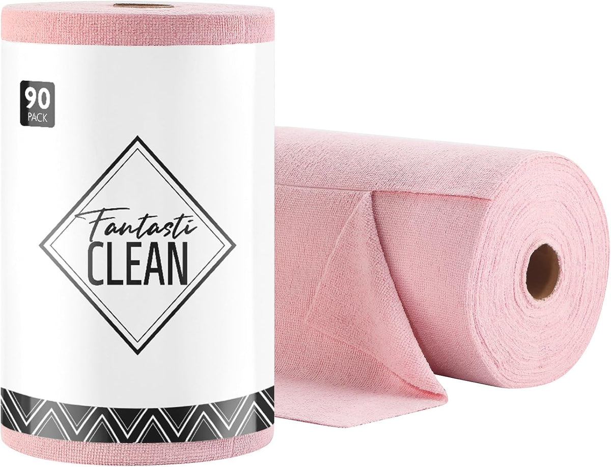 Microfiber Cleaning Cloth Roll- 40 Sheets, 12" x 12" (Grey)