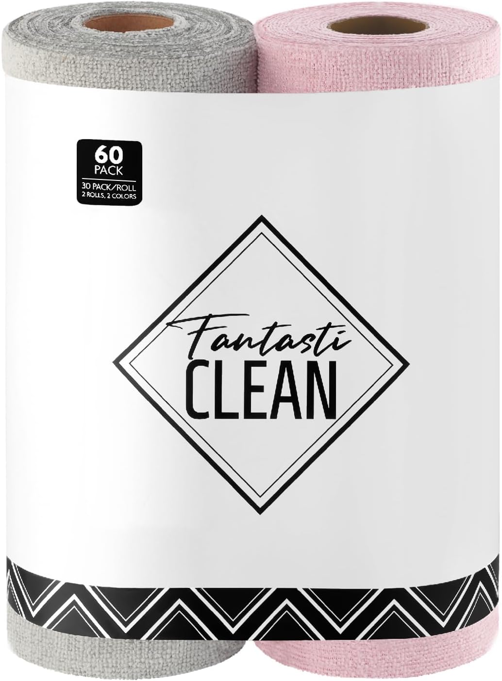 Microfiber Cleaning Cloth Roll- 40 Sheets, 12" x 12" (Grey)