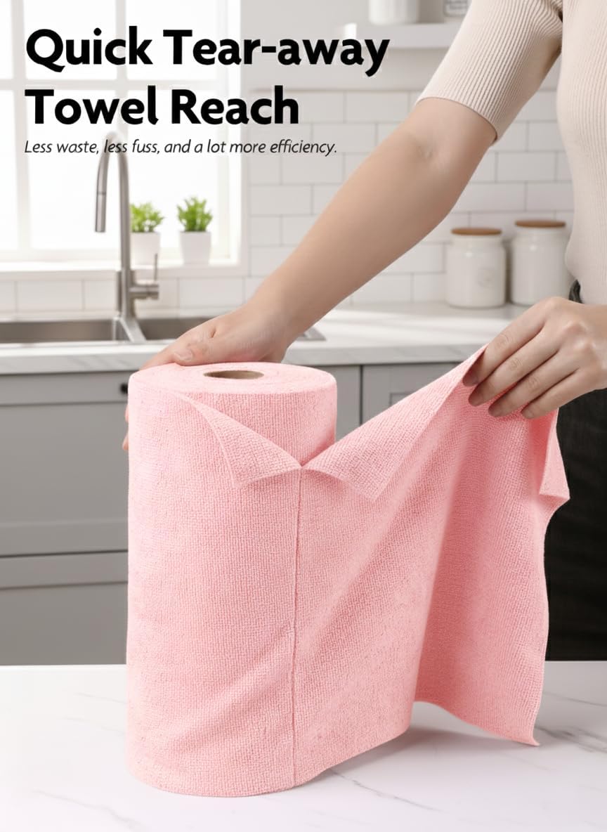 Microfiber Cleaning Cloth Roll- 40 Sheets, 12" x 12" (Grey)