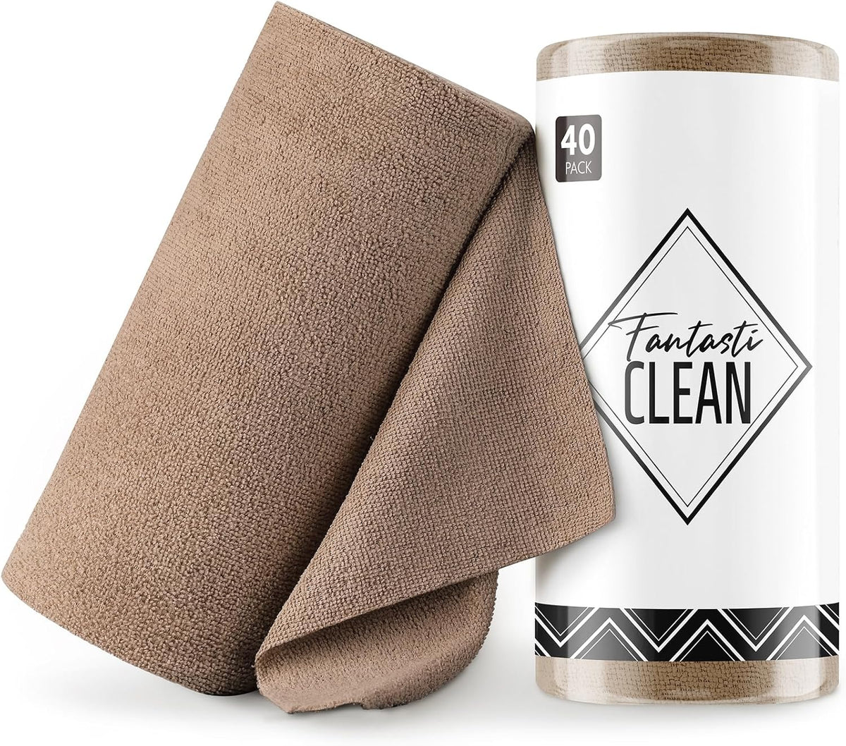 Microfiber Cleaning Cloth Roll- 40 Sheets, 12" x 12" (Grey)