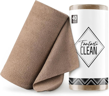 Microfiber Cleaning Cloth Roll- 40 Sheets, 12" x 12" (Grey)