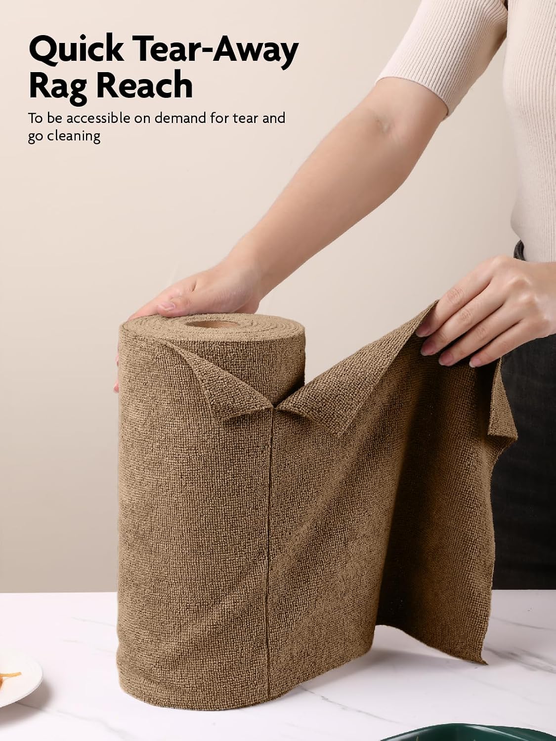 Microfiber Cleaning Cloth Roll- 40 Sheets, 12" x 12" (Grey)