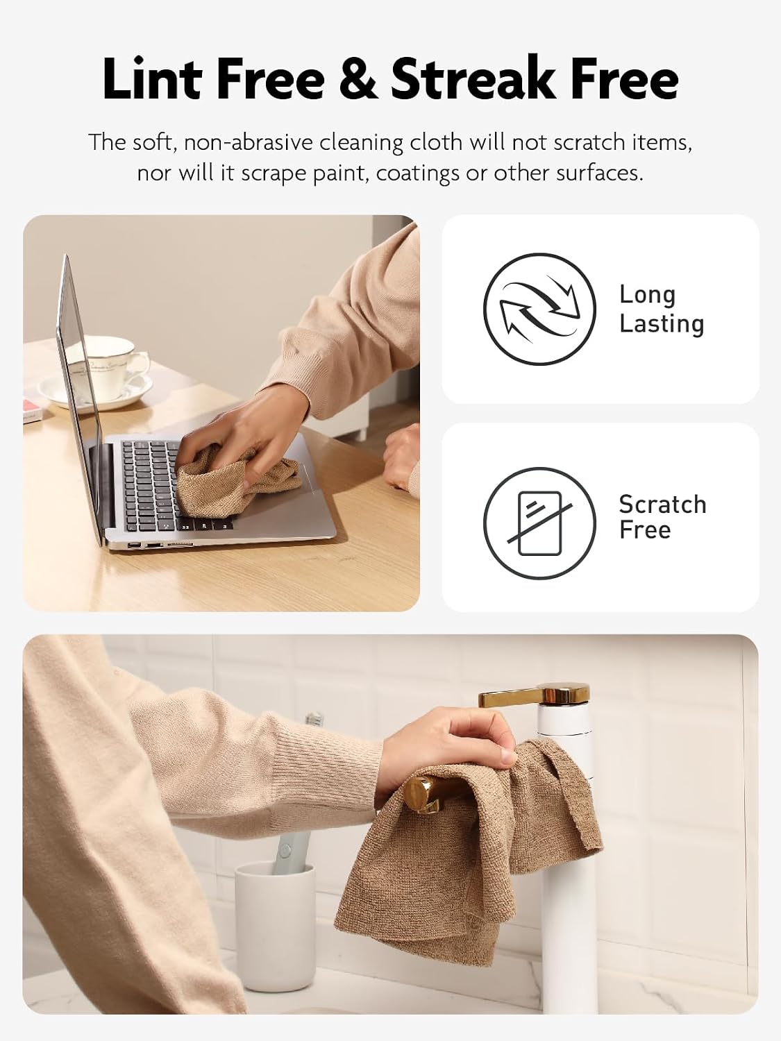 Microfiber Cleaning Cloth Roll- 40 Sheets, 12" x 12" (Grey)