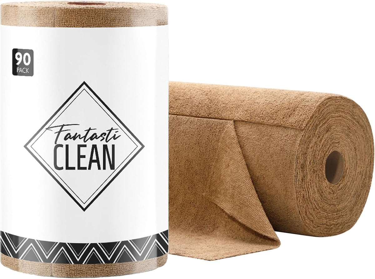 Microfiber Cleaning Cloth Roll- 40 Sheets, 12" x 12" (Grey)