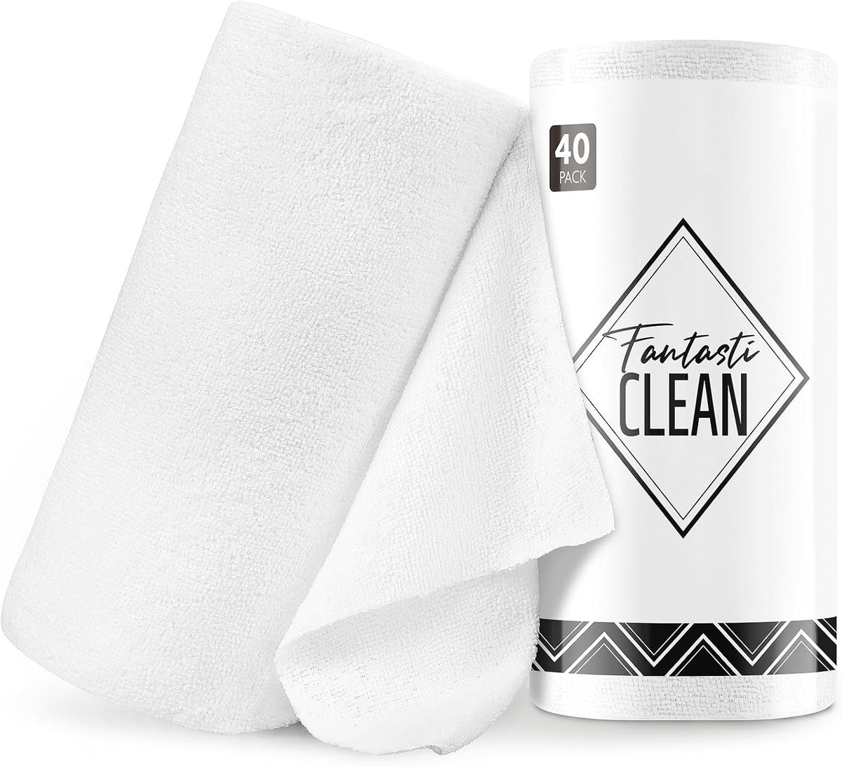 Microfiber Cleaning Cloth Roll- 40 Sheets, 12" x 12" (Grey)
